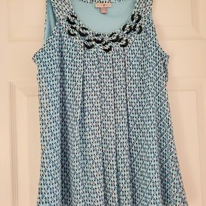 Roz & Ali Blue/Black Blouse, Size Small…